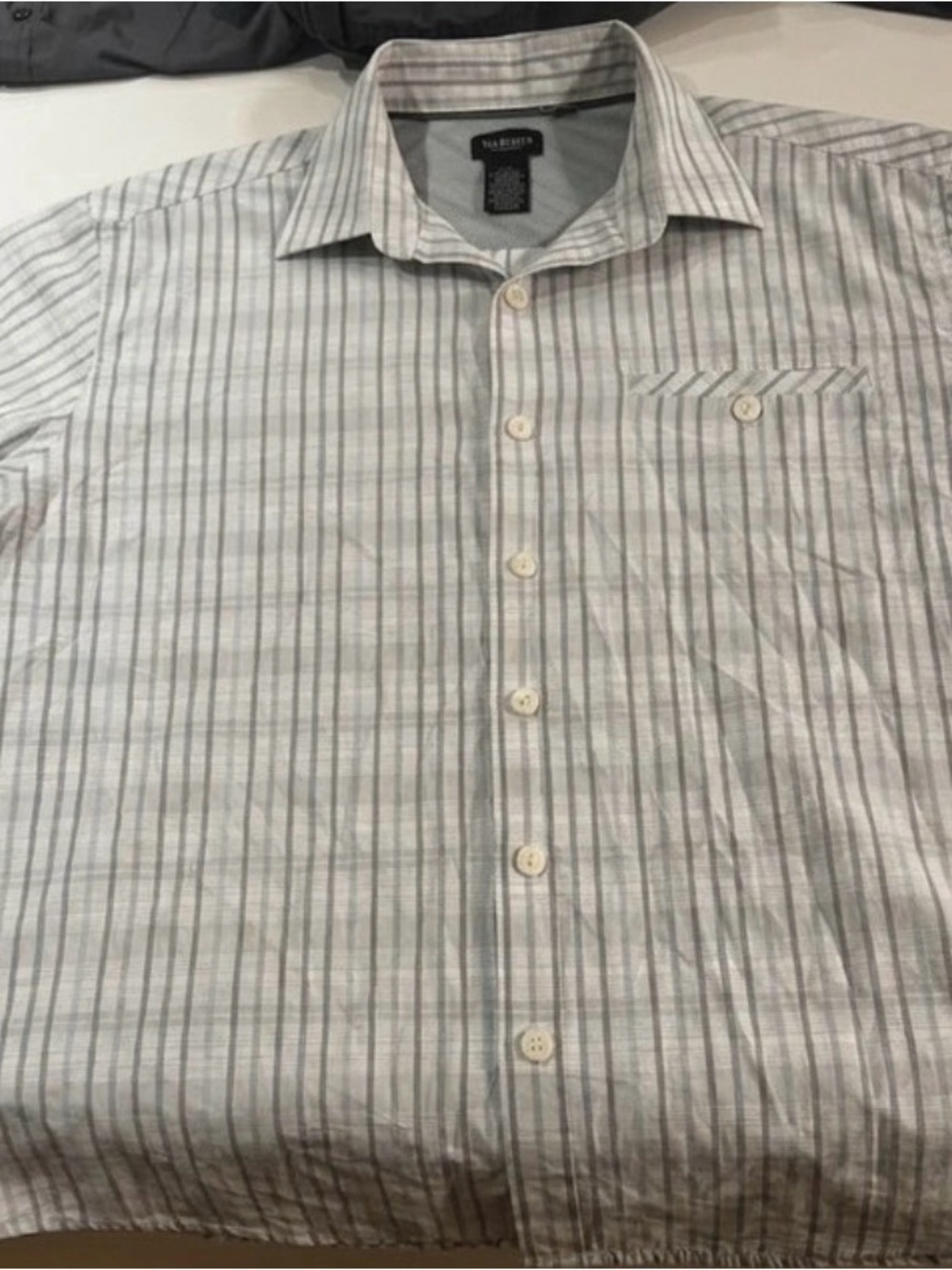 Van Heusen Men's Light Gray Striped Button-Down Shirt